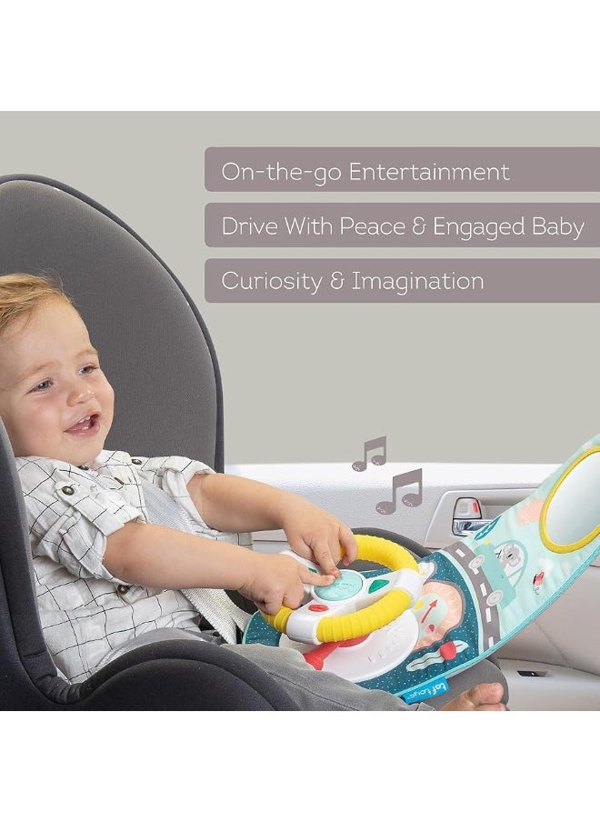 Taf Toys Baby Car Seat Toys for Infants with Mirror, Carseat Toys Steering Wheel with Music Lights & Driving Sounds Car Seat Toy for Babies 6 to 12 Months Develops Emotional Intelligence Senses & Motor Skills  - Image 1