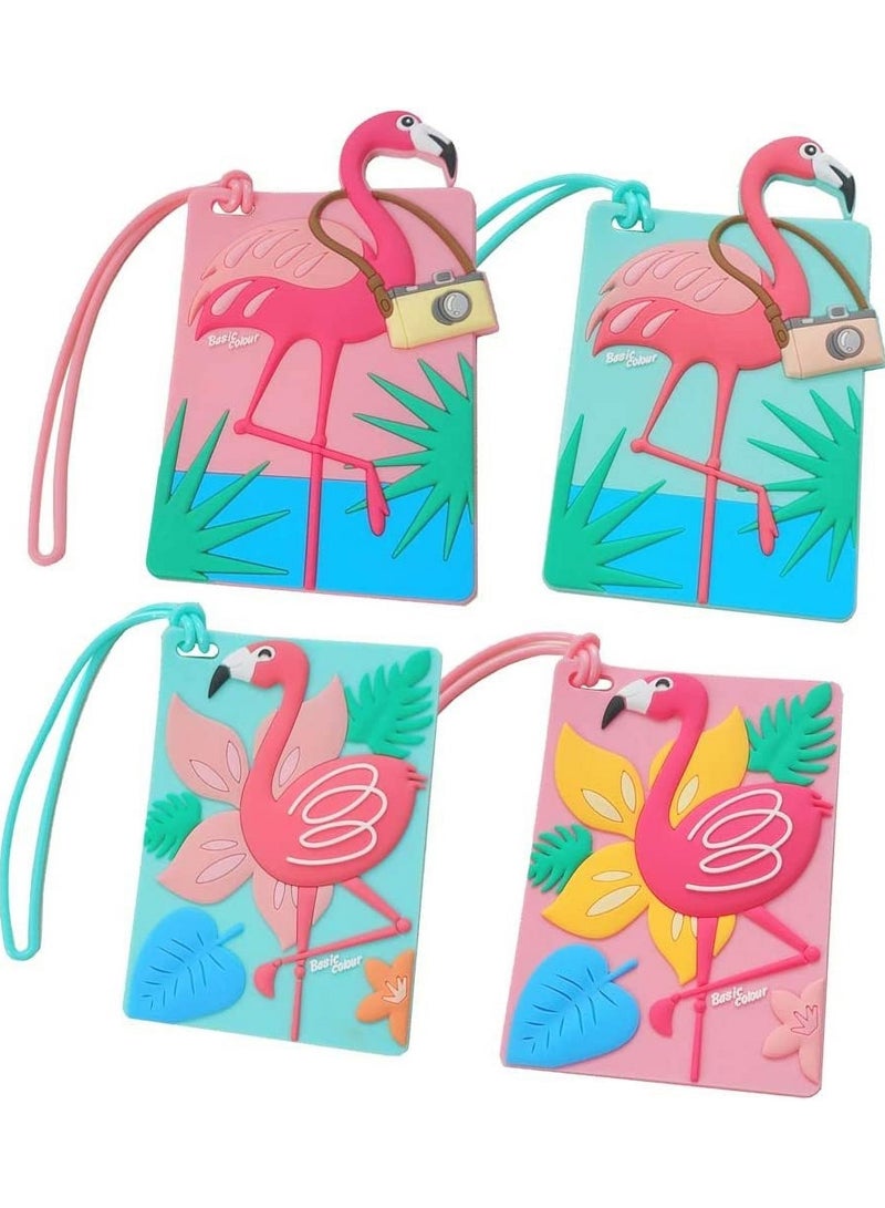 Excefore 4pcs   Flamingo Silicone Luggage Tag Travel Bag Suitcase Tag Identifier  - Image 1