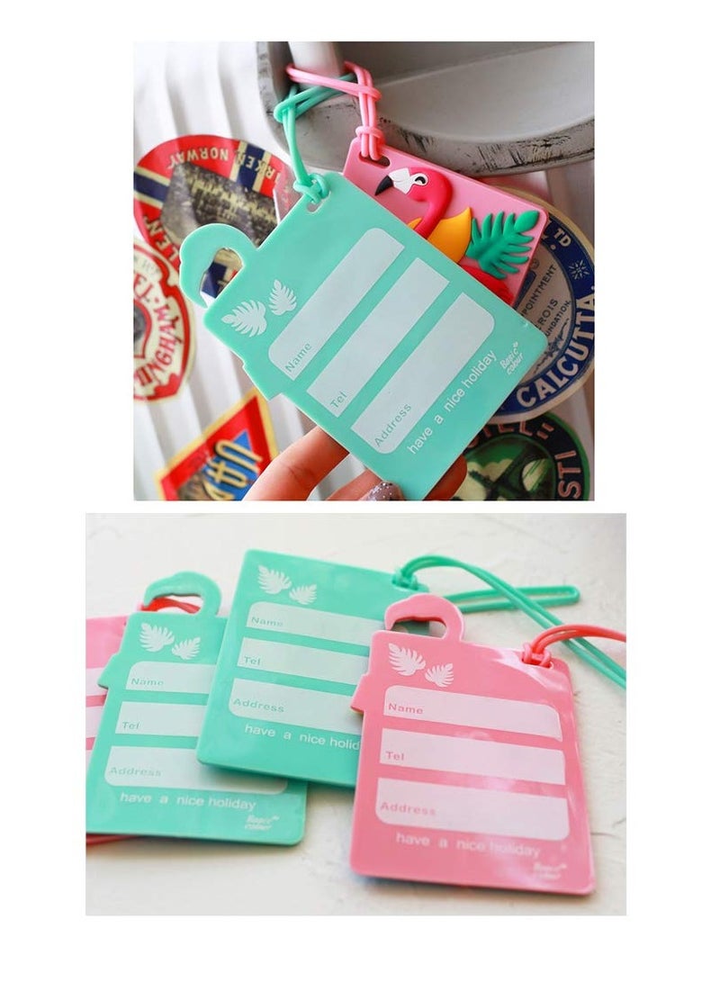 Excefore 4pcs   Flamingo Silicone Luggage Tag Travel Bag Suitcase Tag Identifier  - Image 3