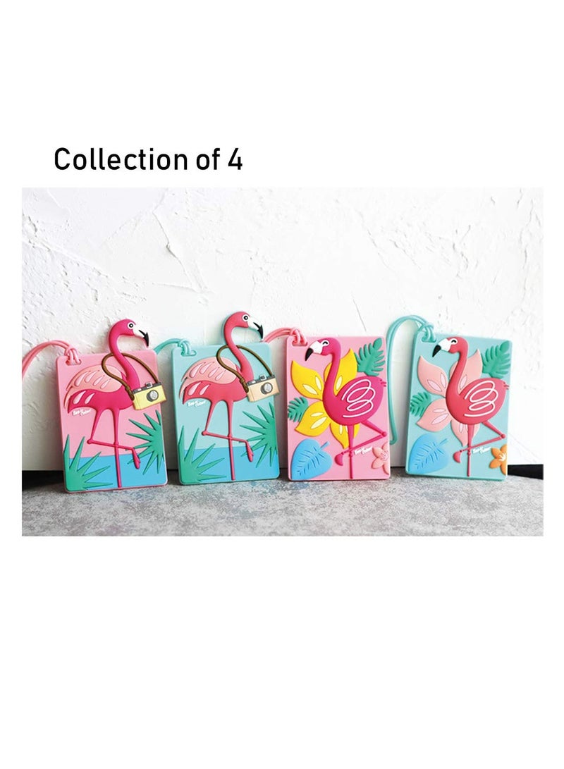 Excefore 4pcs   Flamingo Silicone Luggage Tag Travel Bag Suitcase Tag Identifier  - Image 5