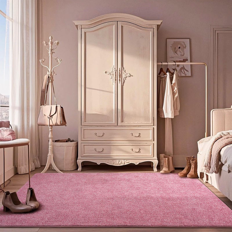 Rtizon Area Rug for Living Room, Non-Slip Rugs for Girls's Bedroom, 4x6Ft Washable Carpet with Memory Foam for Bedside Office Dorm Entryway Hallway,Pink and White - Image 5