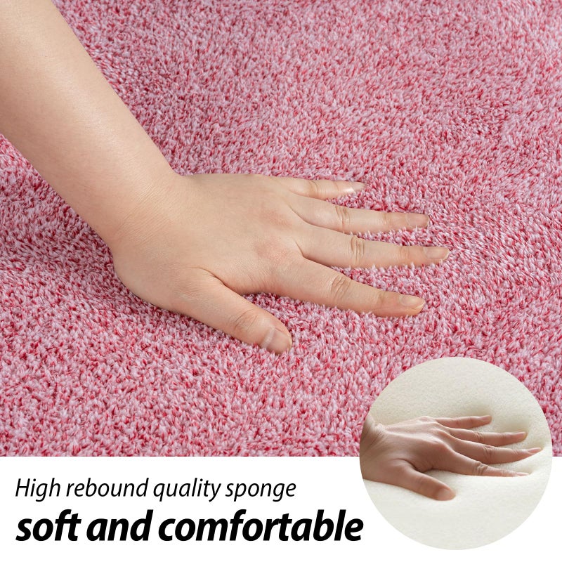 Rtizon Area Rug for Living Room, Non-Slip Rugs for Girls's Bedroom, 4x6Ft Washable Carpet with Memory Foam for Bedside Office Dorm Entryway Hallway,Pink and White - Image 2
