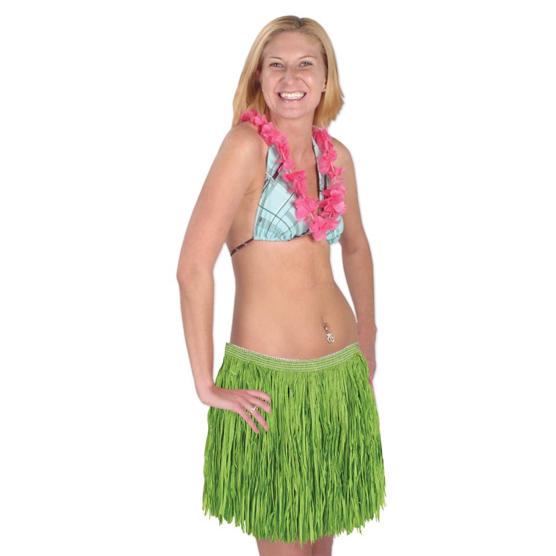 Beistle Adult Size Short Green Paper Grass Hula Skirt Luau Costume Accessory, One - Image 2