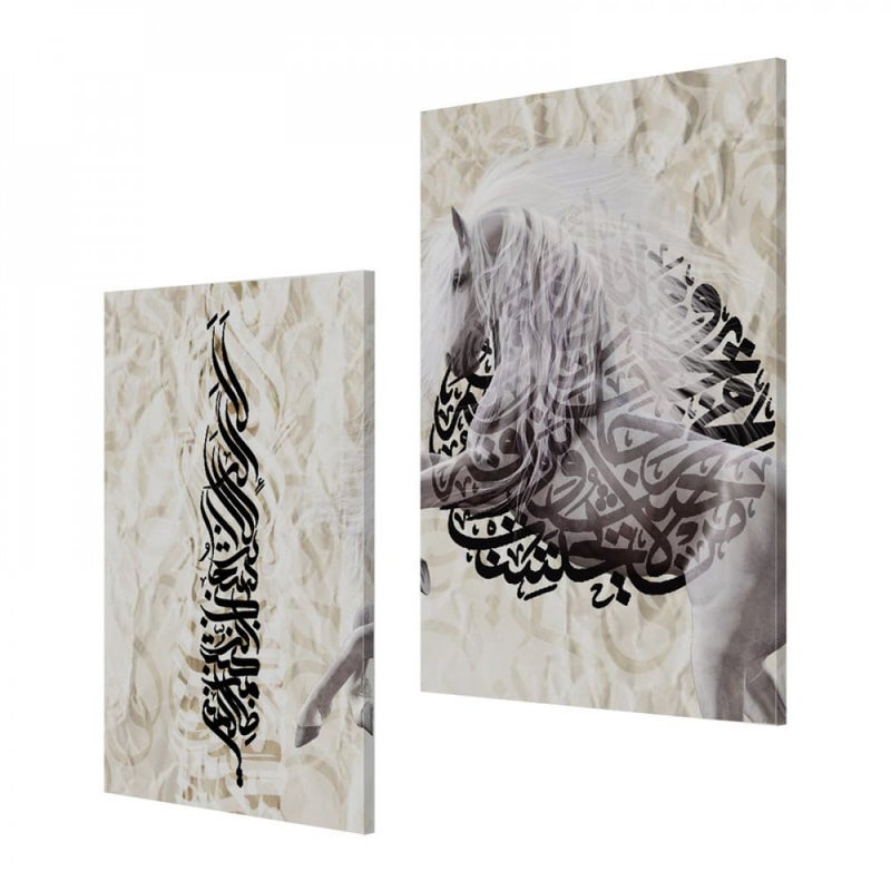 ماركتنا لوحة قماشية ثنائية بتصميم حصان بمقاس اجمالي 80×60 سم - Image 2