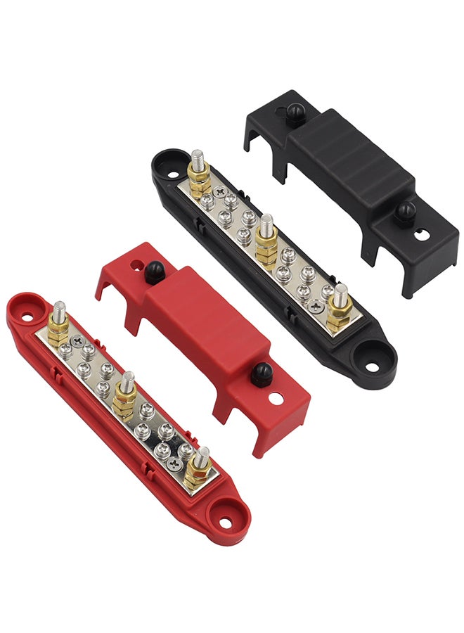 China Distribution Board Busbar Maximum Voltage DC48V 150A 3*M6 Studs, Marine Busbar Terminal Blocks 12 V DC Battery Busbar with Cover - RV Marine Distribution Block High Current Terminal Block Busbar Positive and Negative (1 each red and black) - Image 2
