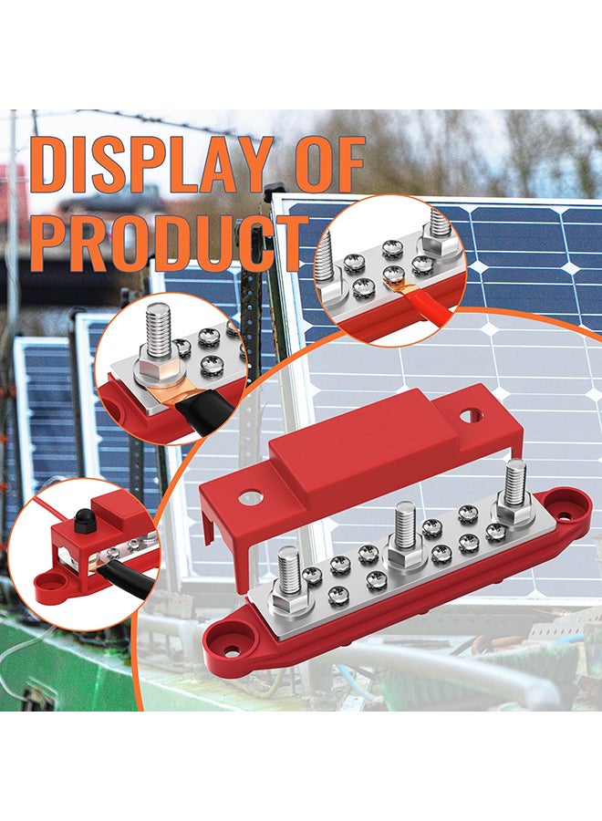 China Distribution Board Busbar Maximum Voltage DC48V 150A 3*M6 Studs, Marine Busbar Terminal Blocks 12 V DC Battery Busbar with Cover - RV Marine Distribution Block High Current Terminal Block Busbar Positive and Negative (1 each red and black) - Image 5