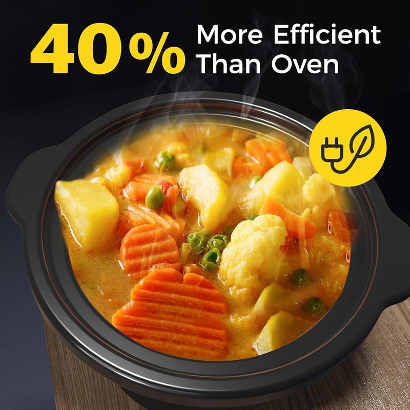 Sunvivi سيرفر دافئ مزدوج من صن فيفي مع 2 وعاء سيراميك قابل للإزالة 3 إعدادات حرارة قابلة للتعديل 2 غطاء زجاجي مرئي من الفولاذ المقاوم للصدأ 2 125 كوارت أسود - Image 4