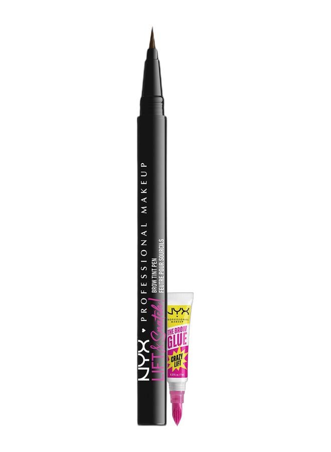 NYX PROFESSIONAL MAKEUP Lift And Snatch Eyebrow Tint Pen 1 Ml #Espresso & The Brow Glue Crazy Lift, Brow Lamination Gel, 24H Strong Hold, Built-In Styling Comb Bundle - Image 1