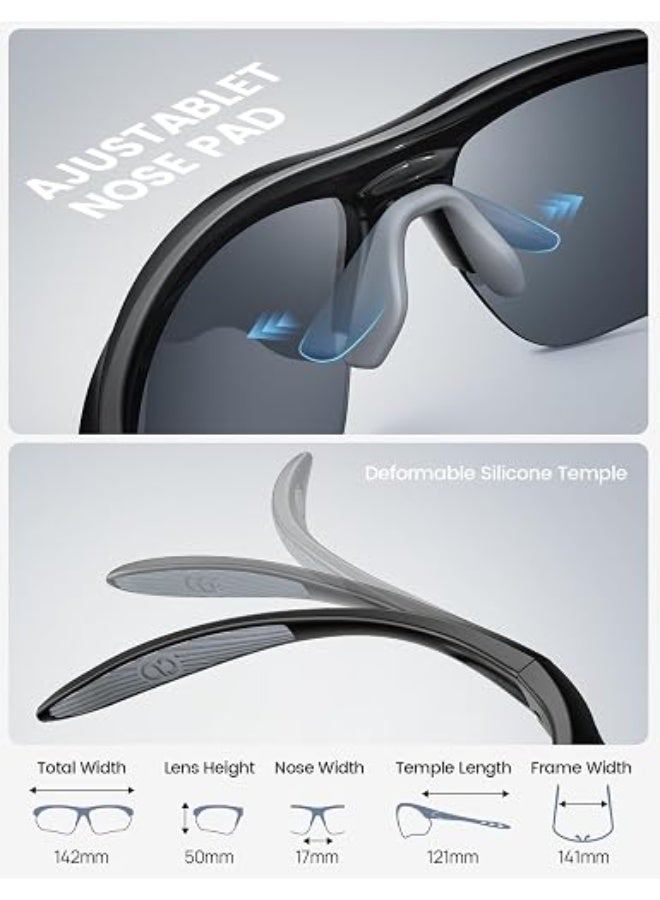 Lamicall 22g Polarized Sports Sunglasses for Men Women - UV400 Protection Sun Glasses for Running Cycling Fishing Golf Driving, Black Gray - Image 2