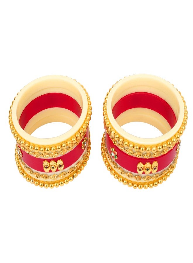 EMBROCO Women's Plastic and Stone Red Designer Fashion Bridal Dulhan Chuda Set (Color_3, 2.6) - Image 2