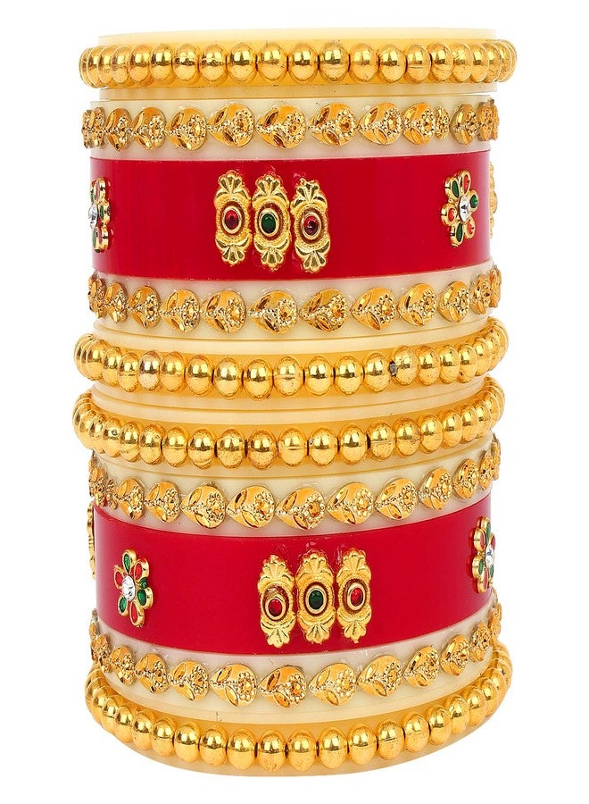 EMBROCO Women's Plastic and Stone Red Designer Fashion Bridal Dulhan Chuda Set (Color_3, 2.6) - Image 5