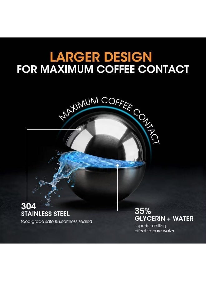 HYH Coffee Cooling Tool,Coffee Cooling Ball,Stainless Steel Reusable Coffee Cooler,Espresso Frozen Ball,Ball Metal Ice Sphere Chilling for Unleashing Original Flavours,Iced Coffee Tool,Iced Coffee Accessories - Image 4