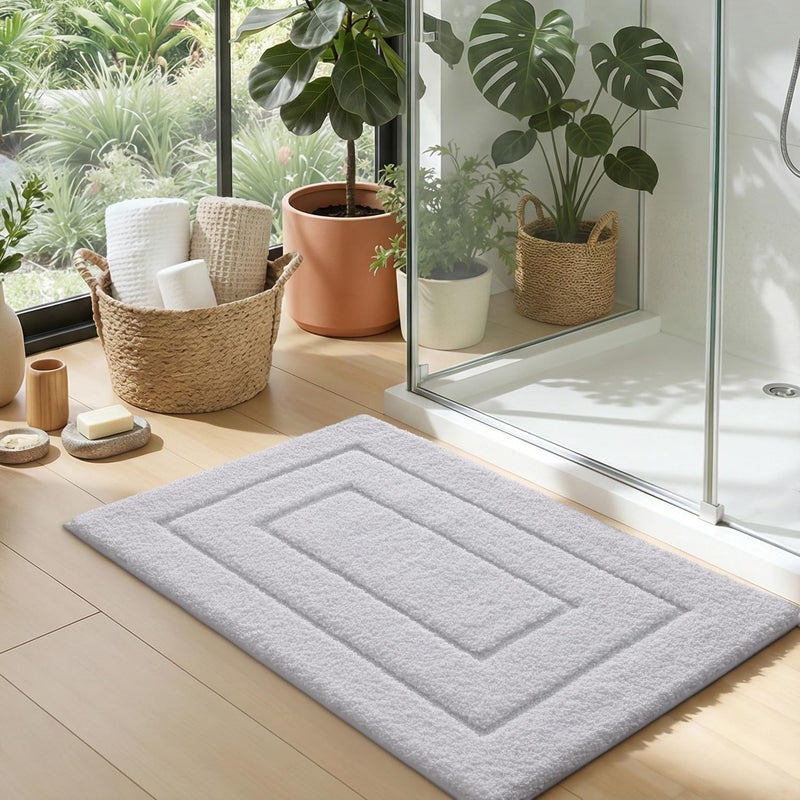 DEXI Bath Rugs Set 2 Pieces 24x16 for Shower Floor, Non-Slip Washable Bath Mat, Absorbent Soft Bath Mat with Rubber Backing, Quick Drying Microfiber Carpet, White - Image 5