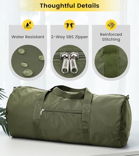 Vorspack Duffel Bag 28 Inches Foldable Lightweight Gym Bag with Inner Pocket for Travel Sports - Green - Image 5