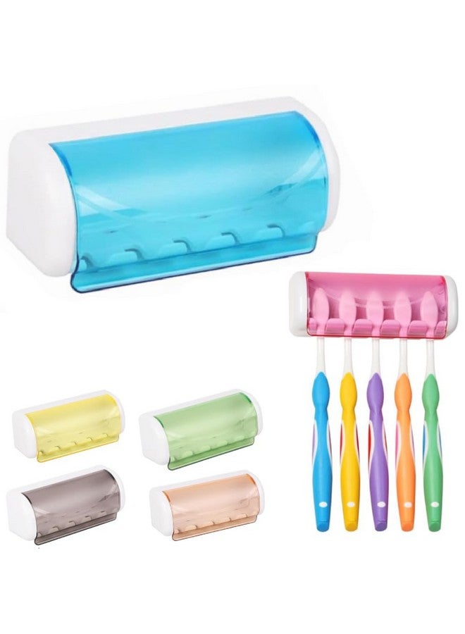 Prostuff.in® 1 Pcs Easily Wall Mounted 5 Toothbrush Holder Storage with Dust Proof Cover Holder for Bathroom Multicolor - Image 1