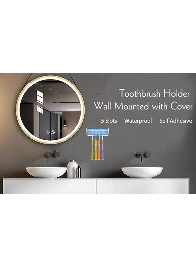 Prostuff.in® 1 Pcs Easily Wall Mounted 5 Toothbrush Holder Storage with Dust Proof Cover Holder for Bathroom Multicolor - Image 4