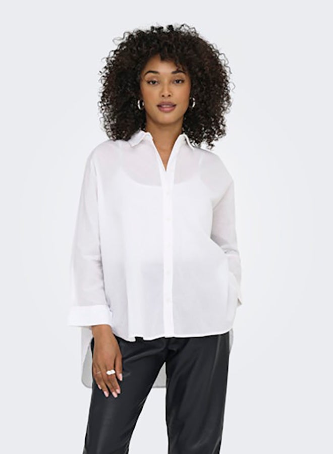 ONLY ONLY Womens New Lina Grace Solid Longsleeve Woven Shirt  - Image 3