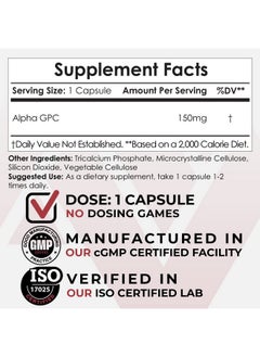 Nootropics Depot Alpha Gpc Capsules ; 150Mg ; 180 Count ; Cholinergic Supplement ; Brain Health Supplement ; Supports Healthy Brain Function ; Enhance Cognition Memory + Focus  - Image 4