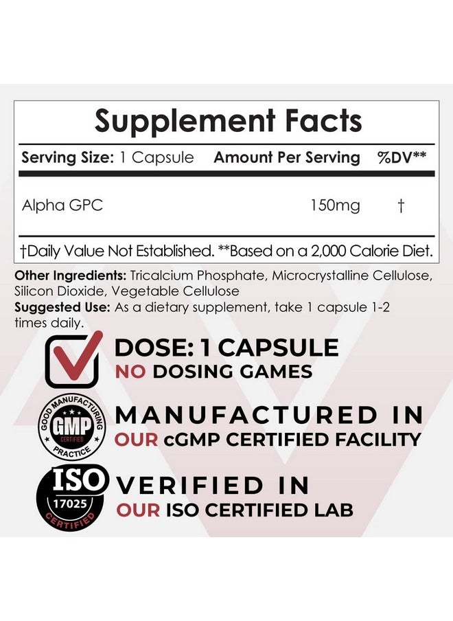 Nootropics Depot - Alpha Gpc Capsules ; 150Mg ; 180 Count ; Cholinergic Supplement ; Brain Health Supplement ; Supports Healthy Brain Function ; Enhance Cognition Memory + Focus - Image 1