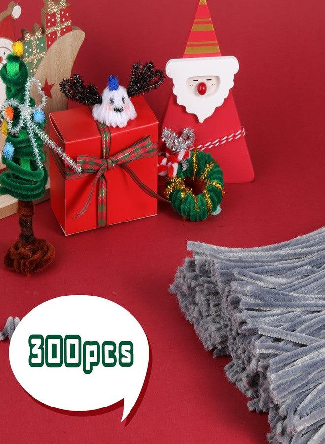 Iuuidu Pipe Cleaners Chenille Stem, 300PCS Pipe Cleaners Craft Supplies, Fuzzy Sticks Pipe Cleaner Brush for DIY Art Creative Craft Decorations (Grey) - Image 4