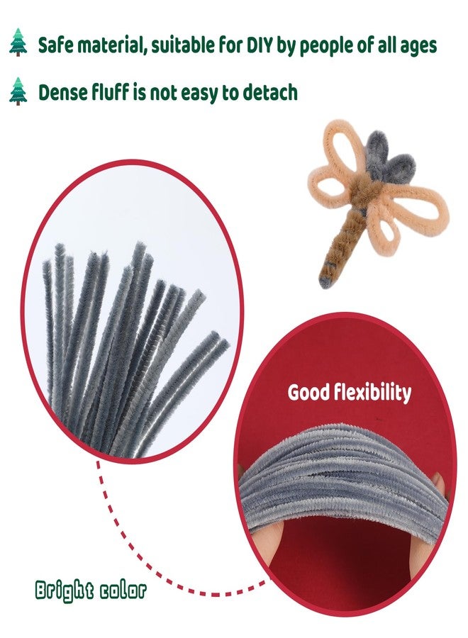 Iuuidu Pipe Cleaners Chenille Stem, 300PCS Pipe Cleaners Craft Supplies, Fuzzy Sticks Pipe Cleaner Brush for DIY Art Creative Craft Decorations (Grey) - Image 5