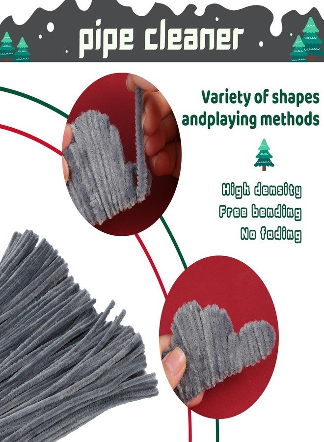 Iuuidu Pipe Cleaners Chenille Stem, 300PCS Pipe Cleaners Craft Supplies, Fuzzy Sticks Pipe Cleaner Brush for DIY Art Creative Craft Decorations (Grey) - Image 3