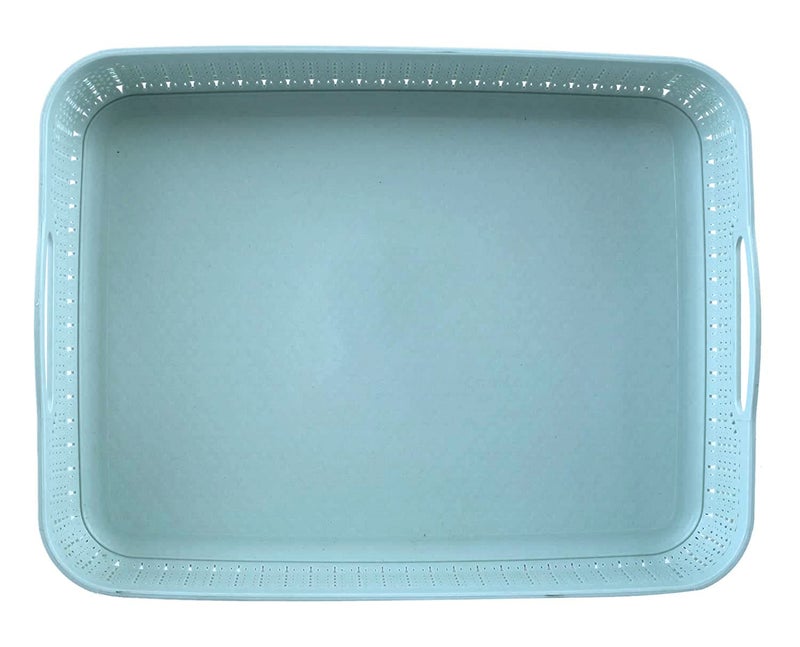 Kuber Industries Kuber Industries Q-3 Unbreakable Plastic Flexible Storage Baskets with Handles|Wovan Design & Flexible Plastic Material|Size 26 x 20 x 7 CM|Pack of 2 (Multi)  - Image 2