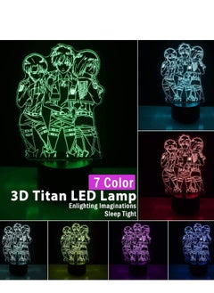 althiqahkey 3D Illusion Attack On Titan Night Lights  Table Lamp USB Powered 16 Colors LED Night Lamp with Smart Touch Ideal for Japanese Anime Kids Fans Gift Room Decor  - Image 2
