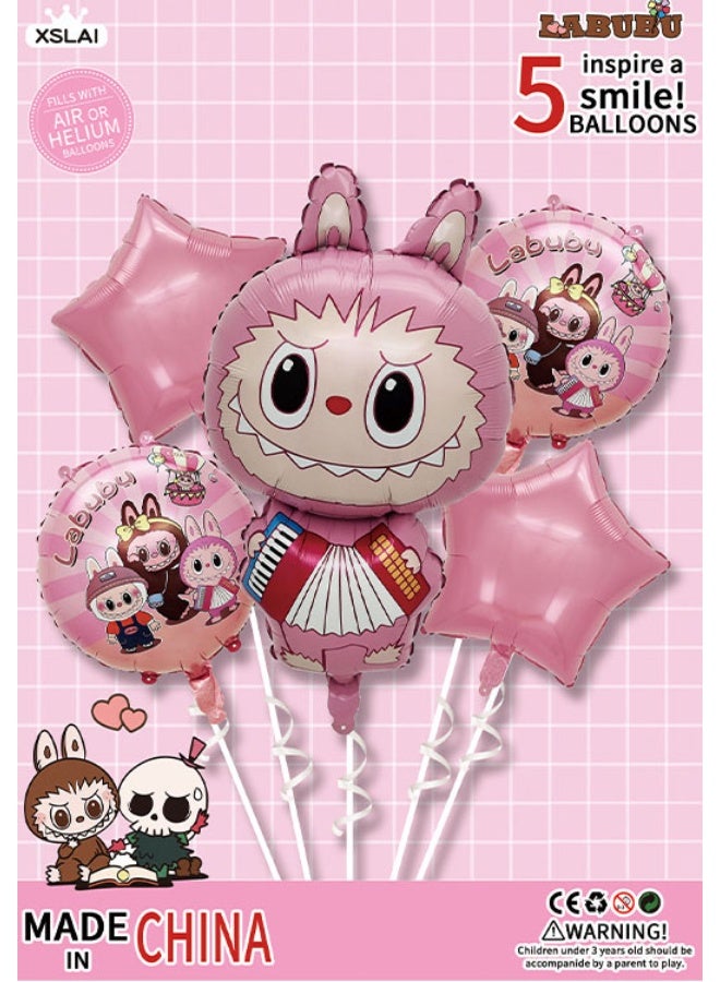 لابوبو 5 قطعة الكرتون لابو القماش الألومنيوم فيلم بالون الديكور مجموعة 5 قطع