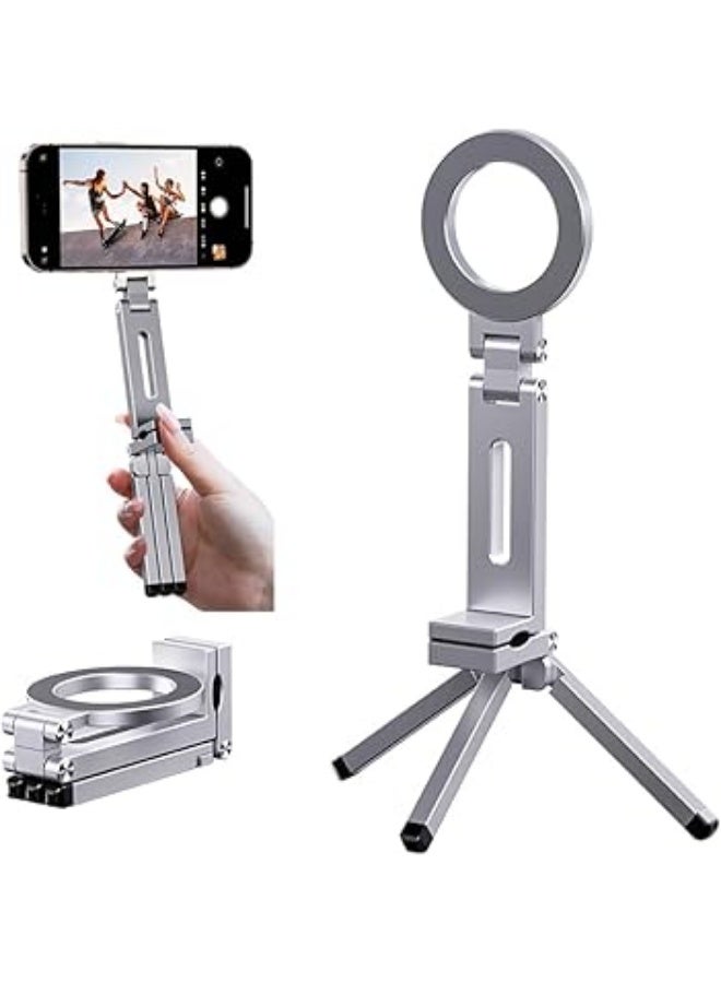 Magnetic Pocket Tripod for MagSafe,Foldable Multifunctional Phone Holder, Desk Stand,Portable Handheld Travel Photography Stand,with Universal Fit with Metal Ring - Image 1