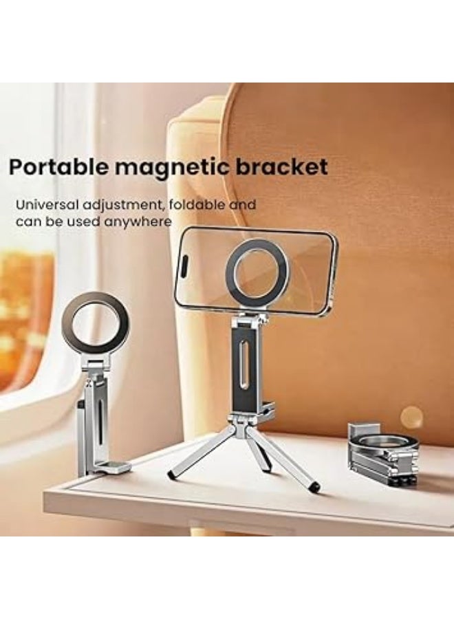 Magnetic Pocket Tripod for MagSafe,Foldable Multifunctional Phone Holder, Desk Stand,Portable Handheld Travel Photography Stand,with Universal Fit with Metal Ring - Image 4