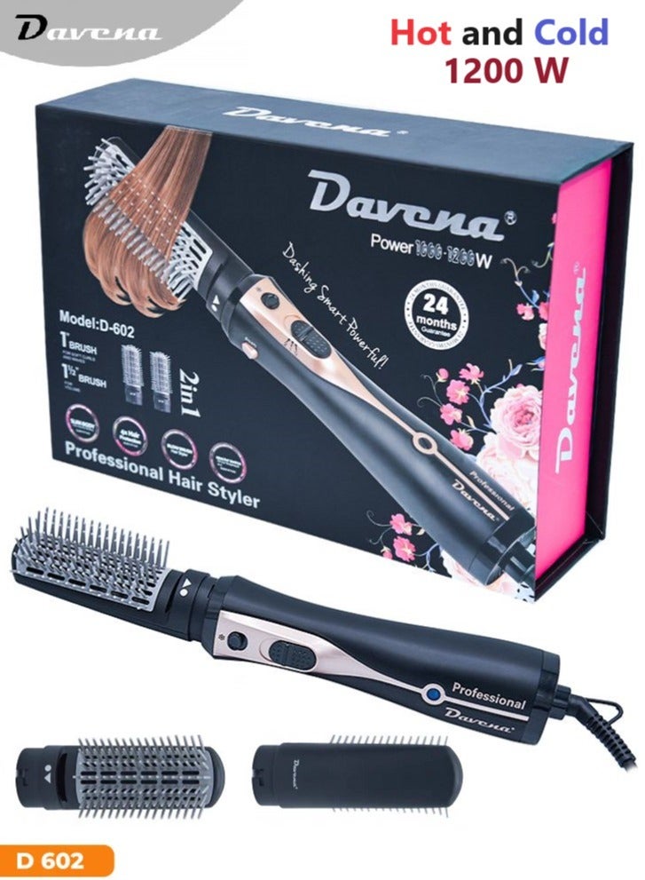 Davena D-602 Hot and Cold Hair Dryer With Ion Technology 2 Brushes 2 Speed 1200W - Image 1