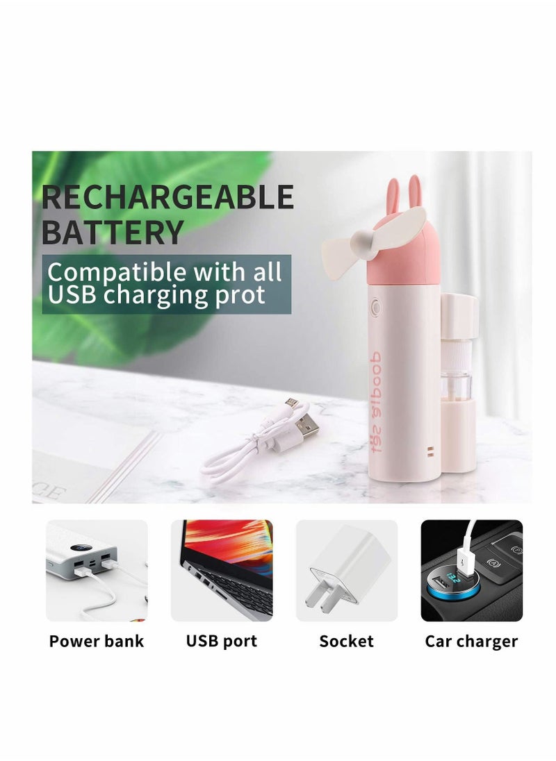 SYOSI Handheld Fan, Mini Fan,Portable Misting Fan, USB Rechargeable Fan. 1200mAh Battery Operated for 6 Hrs Continuous Work. (Pink)  - Image 3