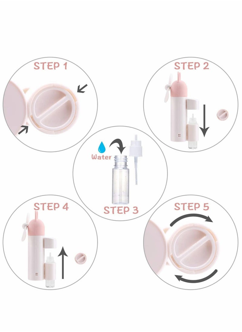 SYOSI Handheld Fan, Mini Fan,Portable Misting Fan, USB Rechargeable Fan. 1200mAh Battery Operated for 6 Hrs Continuous Work. (Pink)  - Image 4