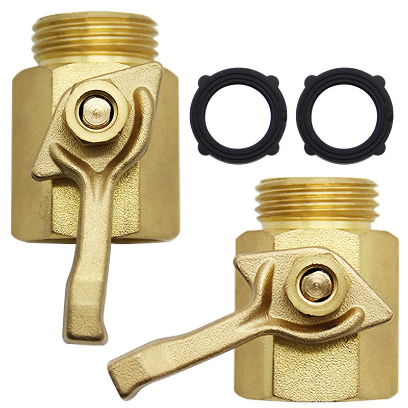Lifynste Heavy Duty Brass Garden Hose Shut Off Valve, 3/4 Inch, 2 Sets - Image 1