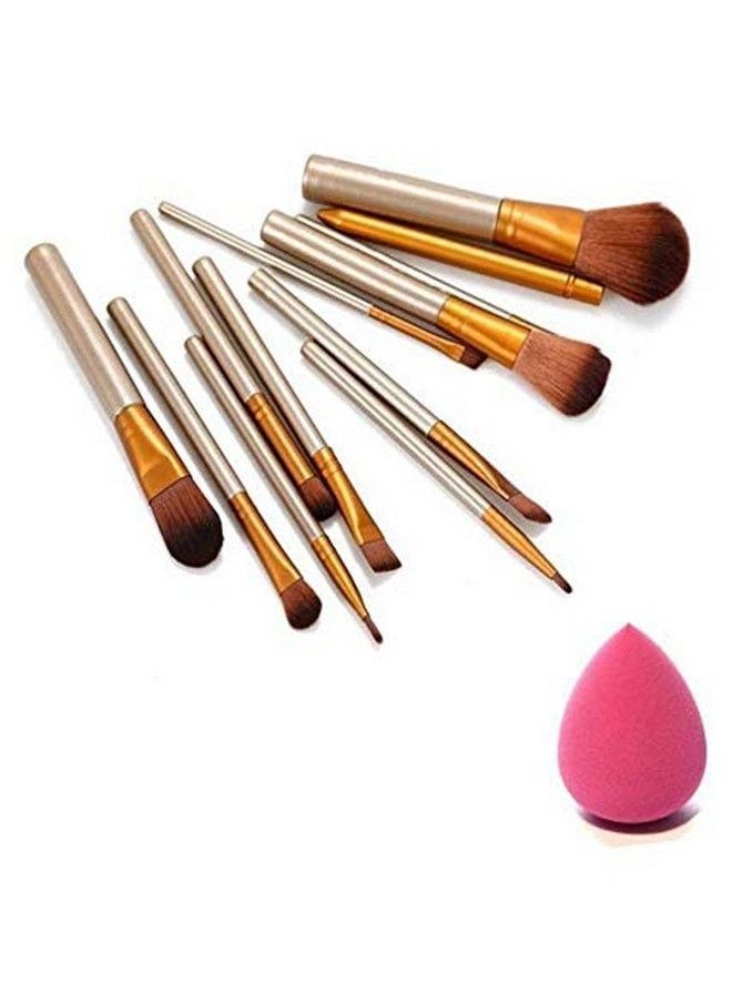 ClubComfort �Makeup Face Brush Set Of 12 With Sponge Puff (Color May Vary)  - Image 2