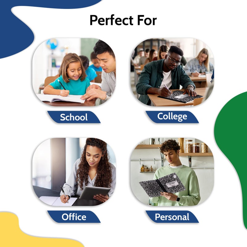 EPI 4 Pack - EPI College Ruled Composition Notebook Black - 200 Pages (100 Sheets), 9-3/4 x 7-Â½ - Classroom Back to School Supplies, Heavy Duty, Durable Hardcover Office Notebooks, Sewn - Image 5