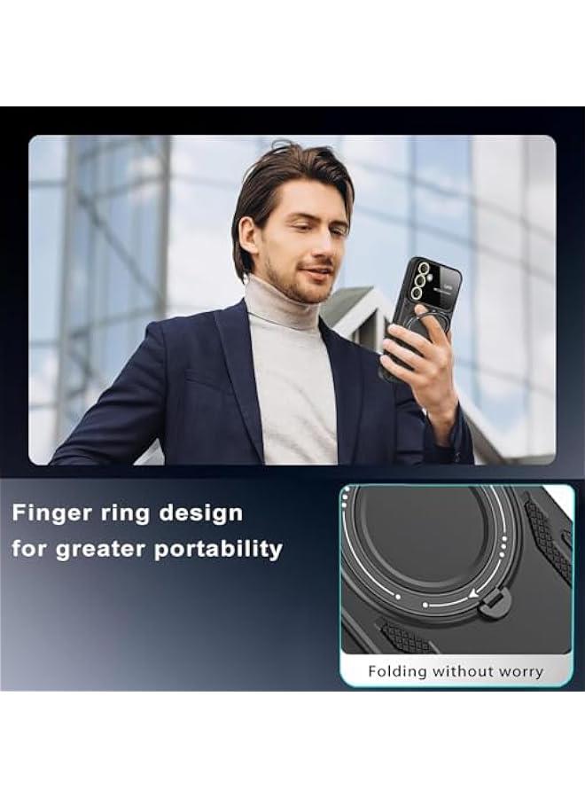 Samsung Galaxy A55 Armor Cover Case with Ring Kickstand and Full Camera Lens Protector - YD-Black - Image 5