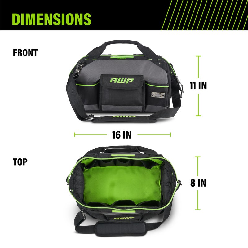 AWP Premium Tool Bag Durable Tool Tote Water-Resistant Organizer for Professionals and Contractors, Black, 16" | 1L-2216-TJ - Image 2
