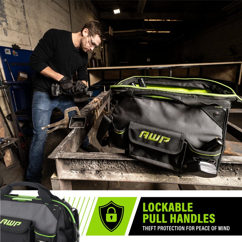 AWP Premium Tool Bag Durable Tool Tote Water-Resistant Organizer for Professionals and Contractors, Black, 16" | 1L-2216-TJ - Image 4