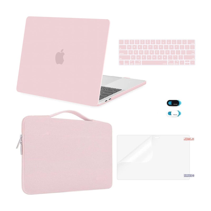 MOSISO Compatible with MacBook Pro 13 inch Case M2 2026 2025 20242016 A2338 M1 A2251 A2289 A2159 A1989 A1708 A1706 Plastic Hard CaseBagKeyboard SkinWebcam CoverScreen Protector Rose Quartz - Image 2