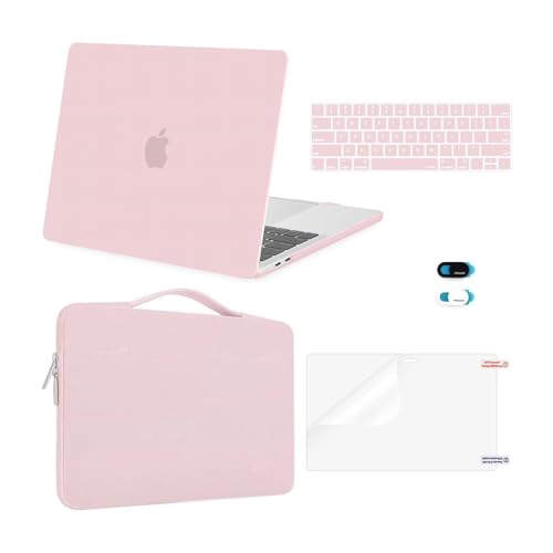 MOSISO Compatible with MacBook Pro 13 inch Case M2 2026 2025 20242016 A2338 M1 A2251 A2289 A2159 A1989 A1708 A1706 Plastic Hard CaseBagKeyboard SkinWebcam CoverScreen Protector Rose Quartz - Image 1