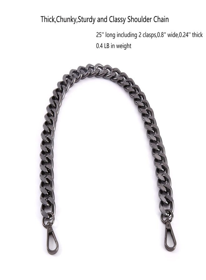 Yichain 25 Inch Trendy Chunky Metal Chain Purse Handle Shoulder Strap Replacement for Handbag (Black-Grey) - Image 2