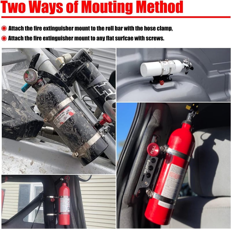 Goldfire Universal Vehicle Adjustable Quick Release Roll Bar Fire Extinguisher Mount Holder Brackets , Fire Extinguisher Mount for Car UTV - Image 4
