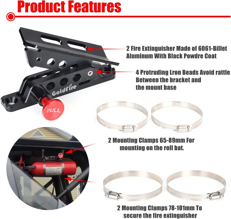 Goldfire Universal Vehicle Adjustable Quick Release Roll Bar Fire Extinguisher Mount Holder Brackets , Fire Extinguisher Mount for Car UTV - Image 3