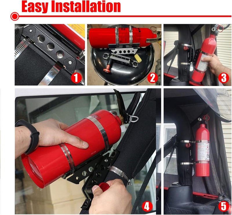 Goldfire Universal Vehicle Adjustable Quick Release Roll Bar Fire Extinguisher Mount Holder Brackets , Fire Extinguisher Mount for Car UTV - Image 5