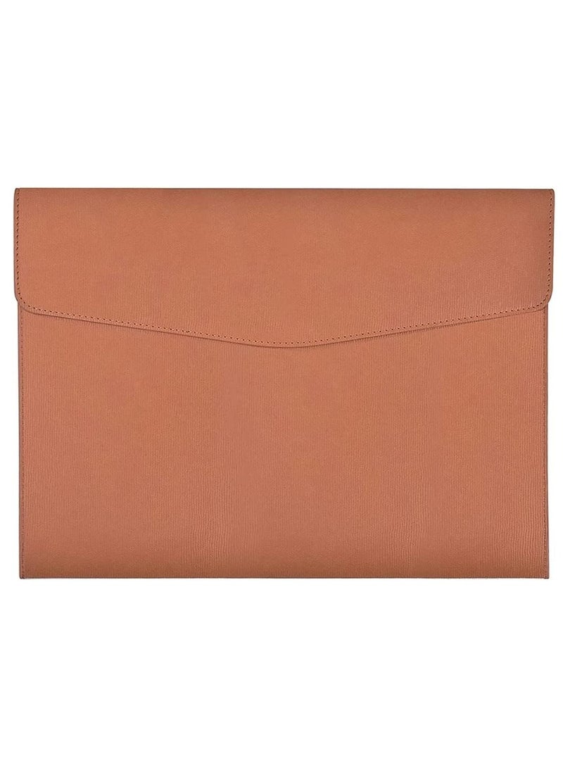 Brown Portable Waterproof Leather Document Organizer A4 File Wallet for Travel Business Meeting Storage - Image 4