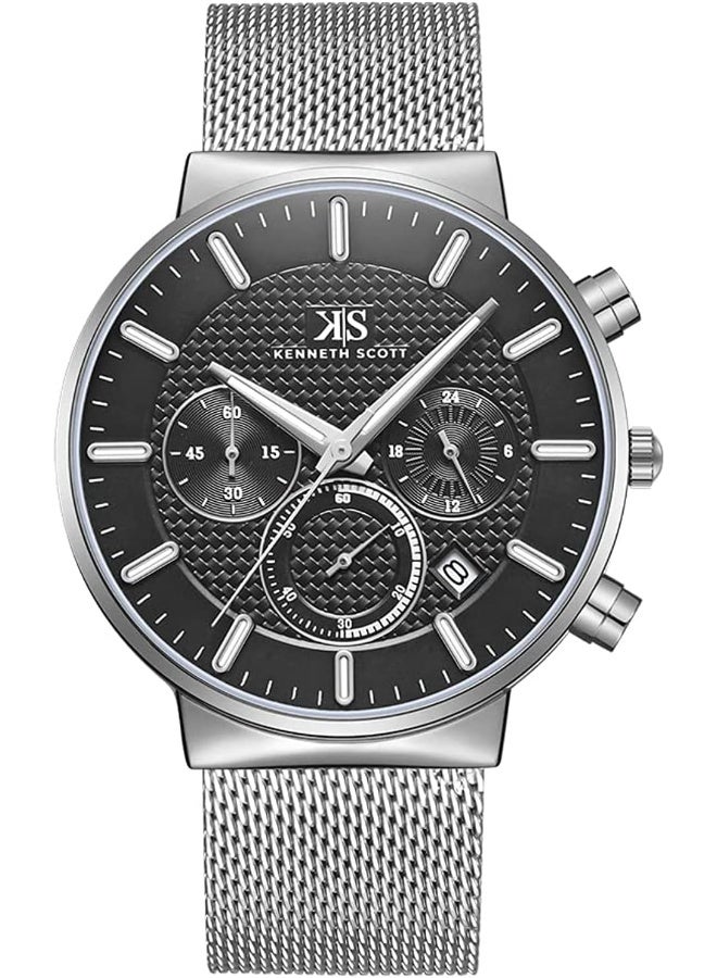 كينيث سكوت ساعة رجالية كينيث سكوت بقرص أسود متعددة الوظائف - Image 1