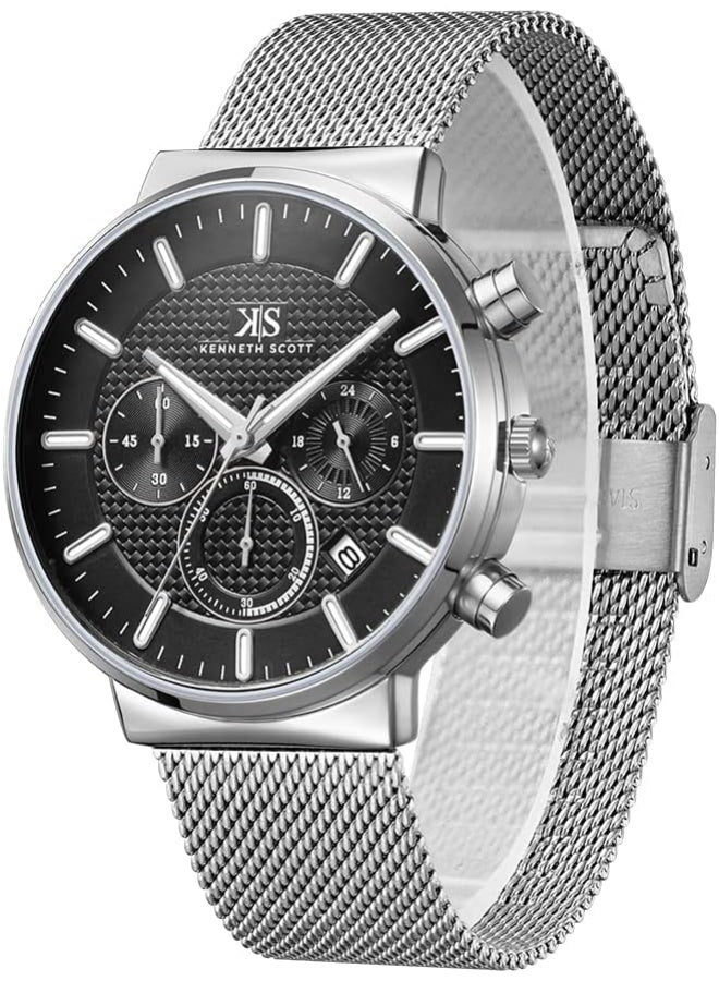 كينيث سكوت ساعة رجالية كينيث سكوت بقرص أسود متعددة الوظائف - Image 2
