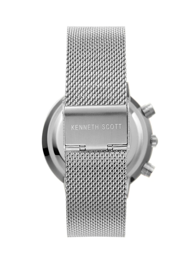 KENNETH SCOTT Kenneth Scott Men's Quartz Movement Watch, Multi Function Display and Mesh Strap - K22133-SMSB, Silver